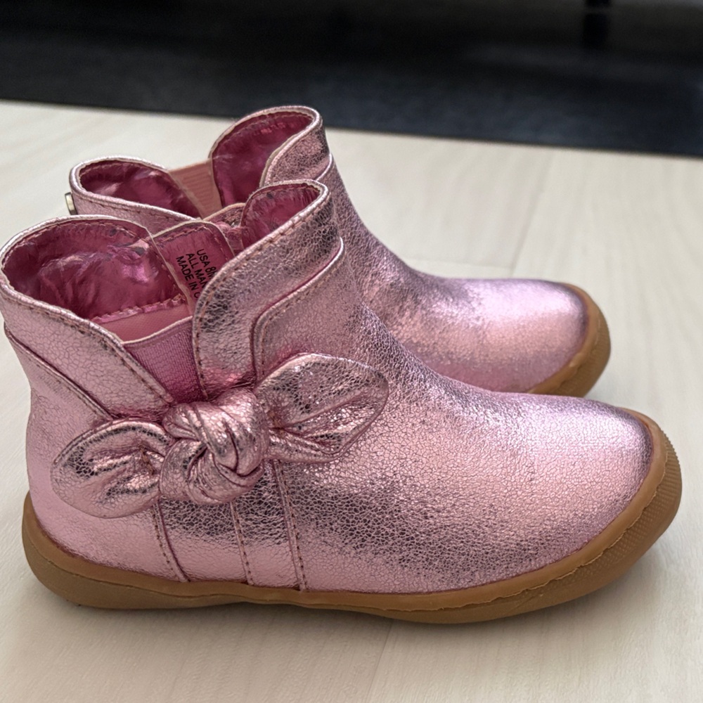 NWOT Nina Kids Pink Glitter Bally Bootie, Toddler SZ 8